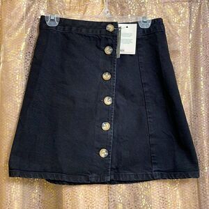ASOS black button down jean mini skirt, size 6 TALL NWT
